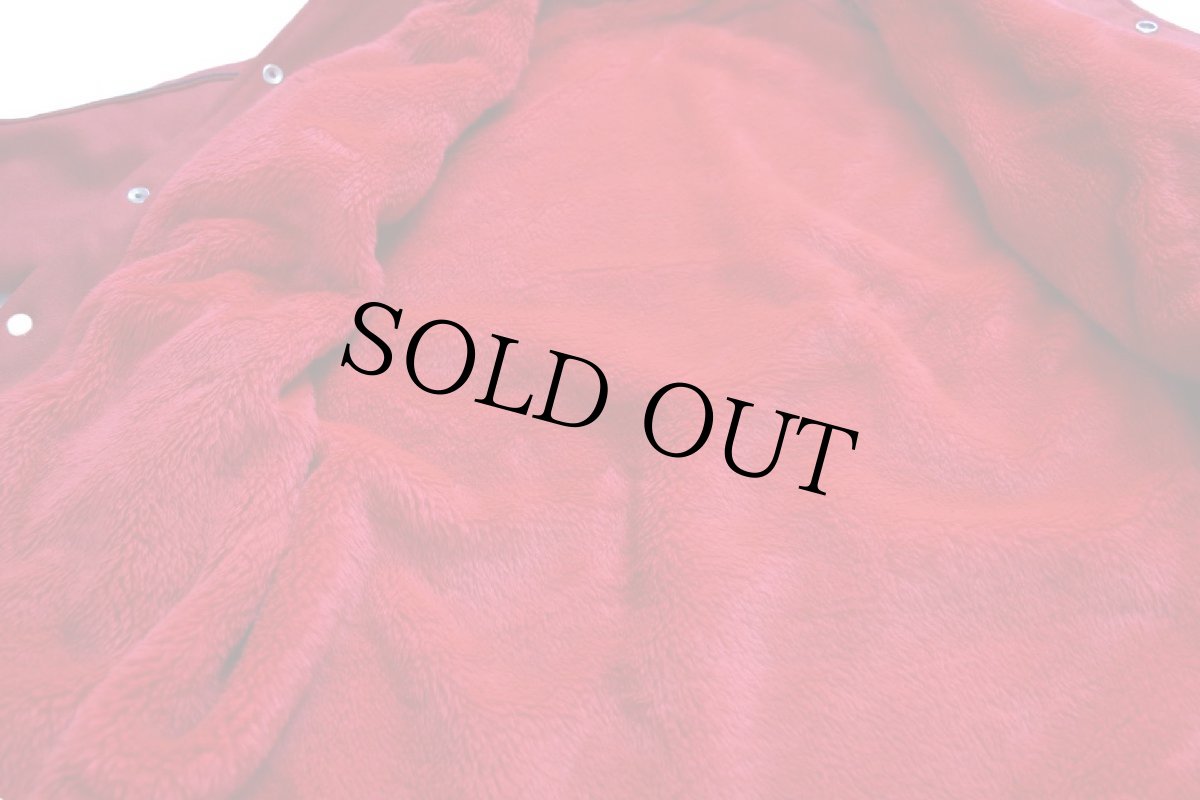 画像7: 60s RAHWAY REDSKINS BAND インディアンヘッド レタード&フェルトパッチ ボアライナー メルトン ウール ロングスタジャン 赤 (7)