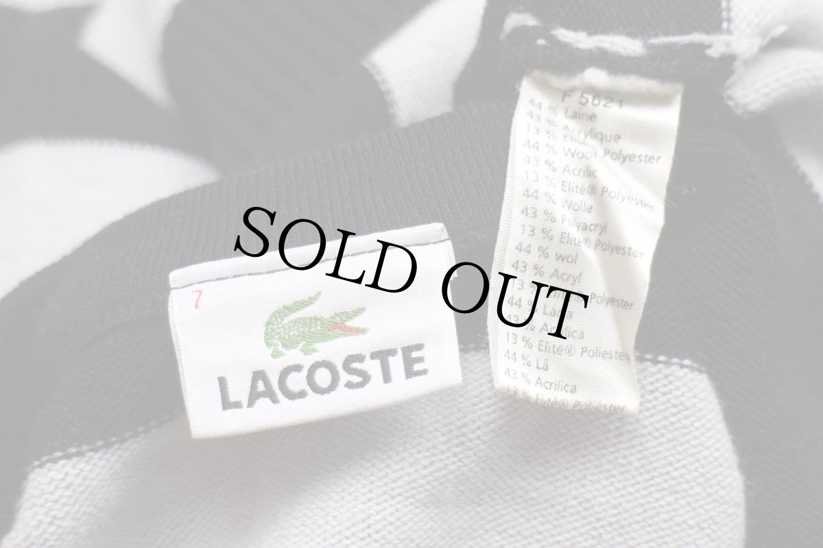 画像4: 90s LACOSTEラコステ 太ボーダー ウール×アクリルニット セーター 黒×ライトグレー 7 (4)