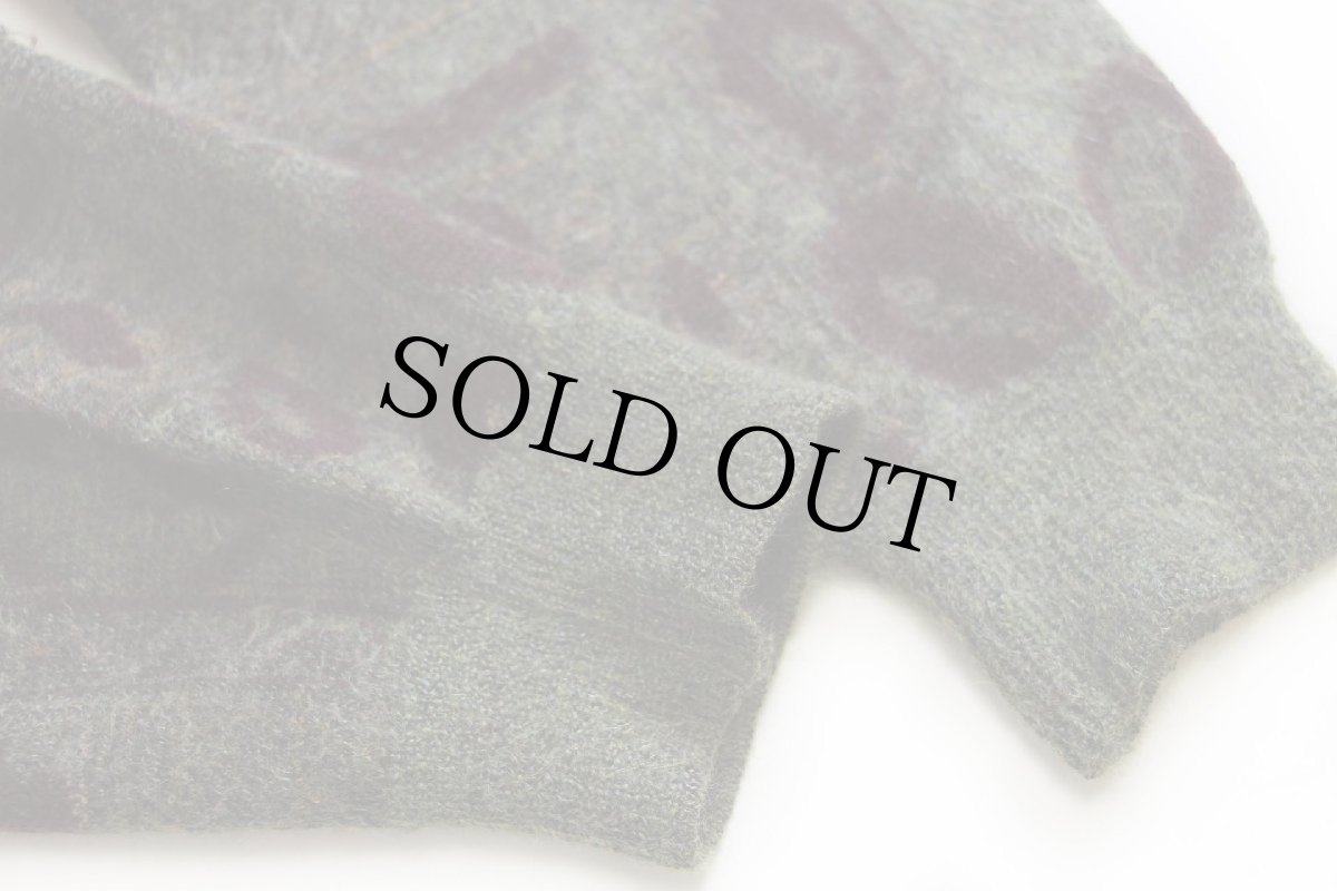 画像6: 90s イタリア製 Bizzarro 渦巻き柄 モックネック ウール×キッドモヘヤニット セーター 50 (6)