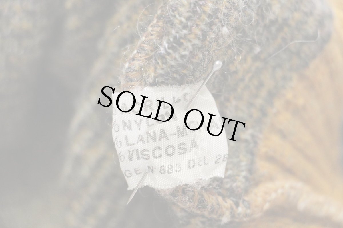 画像4: 70s UNKNOWN ダイヤ柄 ジャガード ウール×モヘヤニット セーター (4)