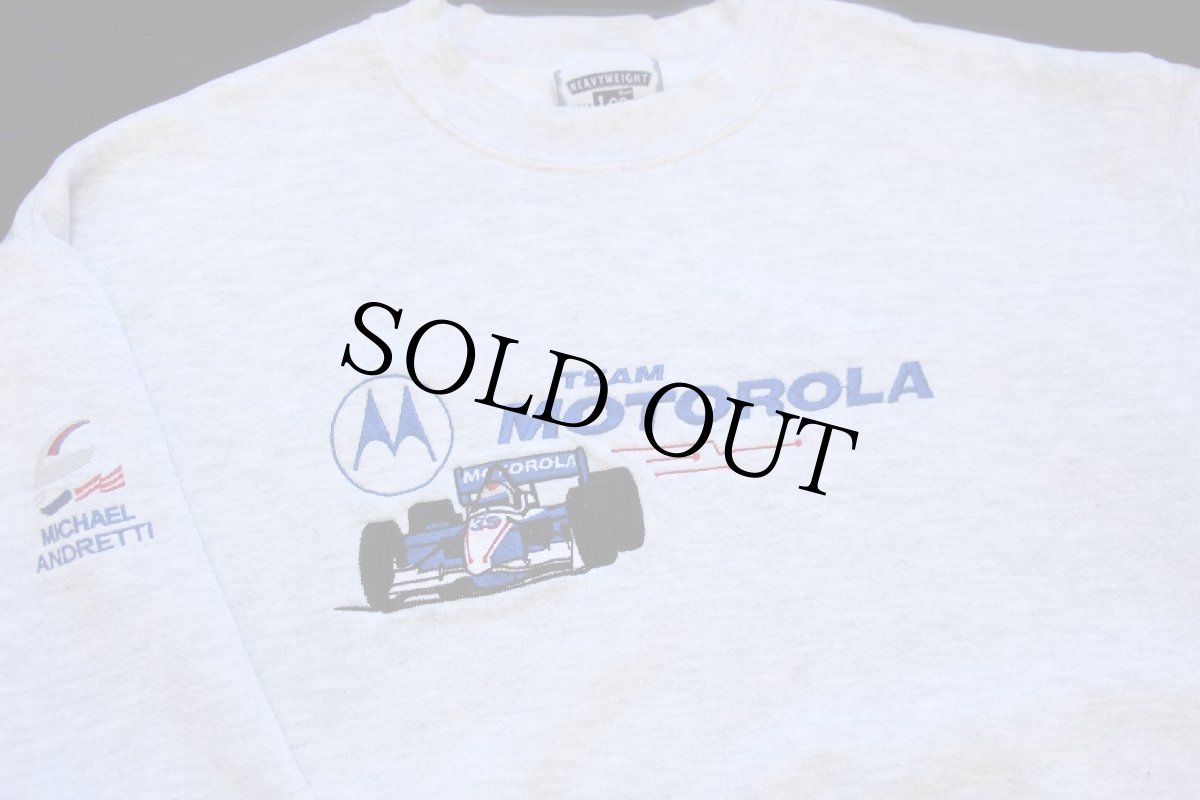 画像3: 90s メキシコ製 Leeリー TEAM MOTOROLA MICHAEL ANDRETTI フォーミュラカー 刺繍 スウェット 杢ライトグレー L (3)