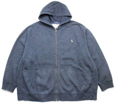 画像1: POLO RALPH LAURENポロ ラルフローレン ワンポイント フード裏サーマル スウェット ジップパーカー 杢ネイビー 4XB★特大 (1)