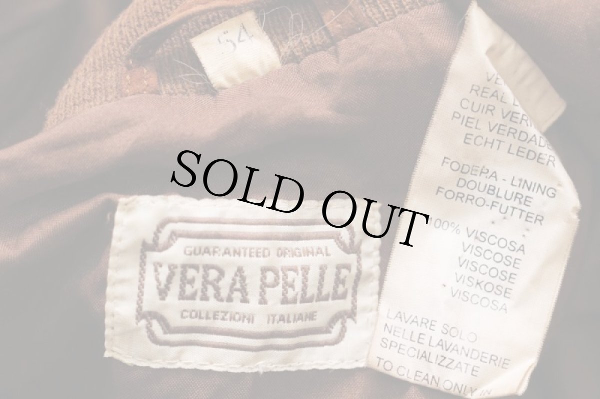 画像4: 90s VERA PELLE A-1タイプ ディアスキン スエード レザージャケット 焦げ茶 54★C (4)