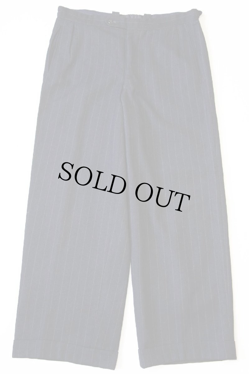 画像2: ビンテージ UNKNOWN ワンタック ストライプ スラックス ツイード ウールパンツ w36 (2)