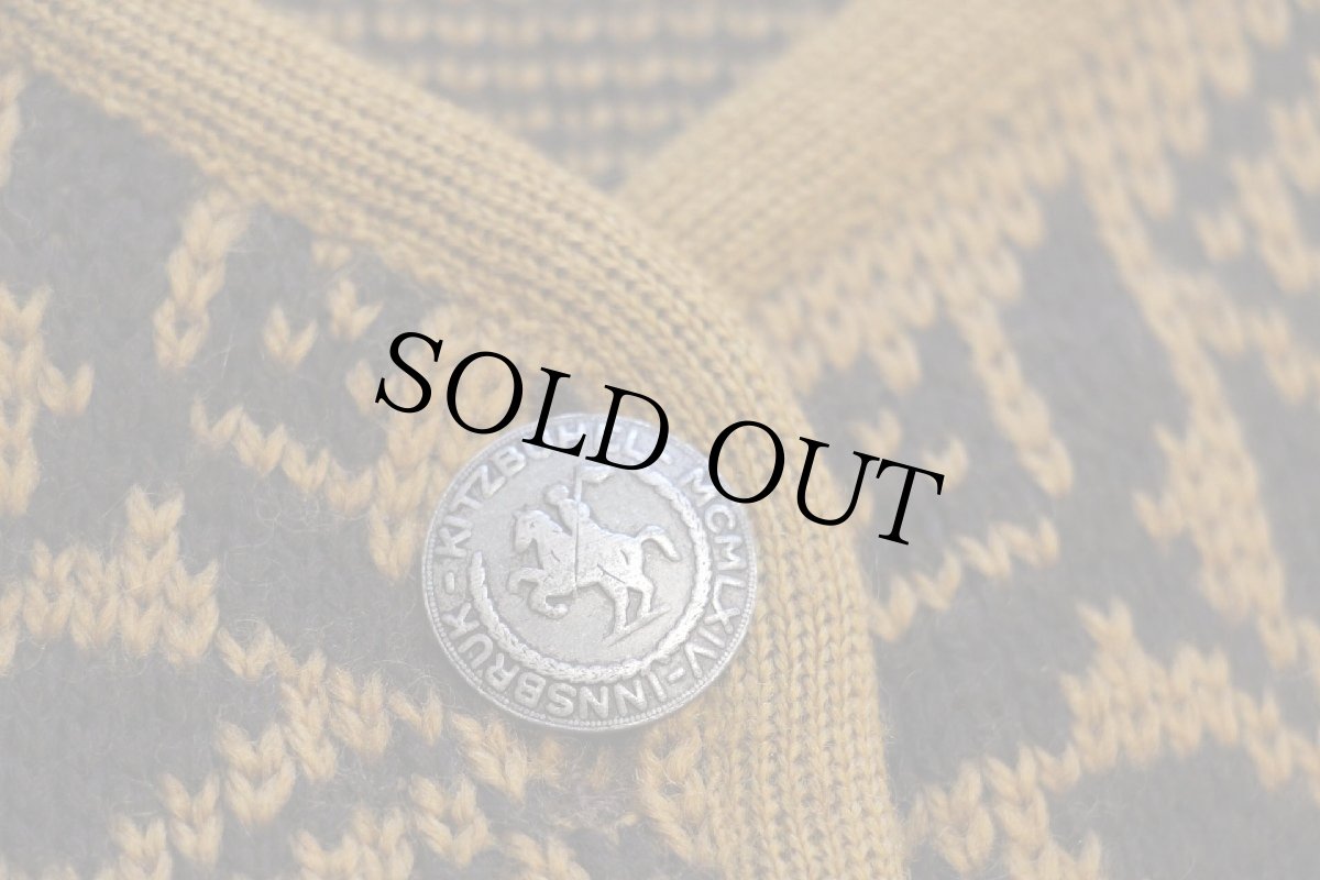 画像5: 70s Norvyk by Ren-Dale 雪柄 ノルディック柄 ノーカラー ウールニット カーディガン M (5)