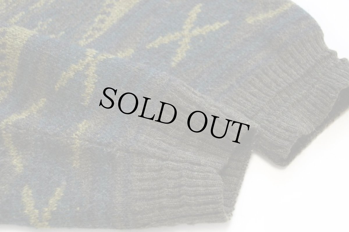 画像6: 90s イタリア製 RRR ネイティブ柄 ジャガード アクリル×ウール×アルパカニット カーディガン 50 (6)