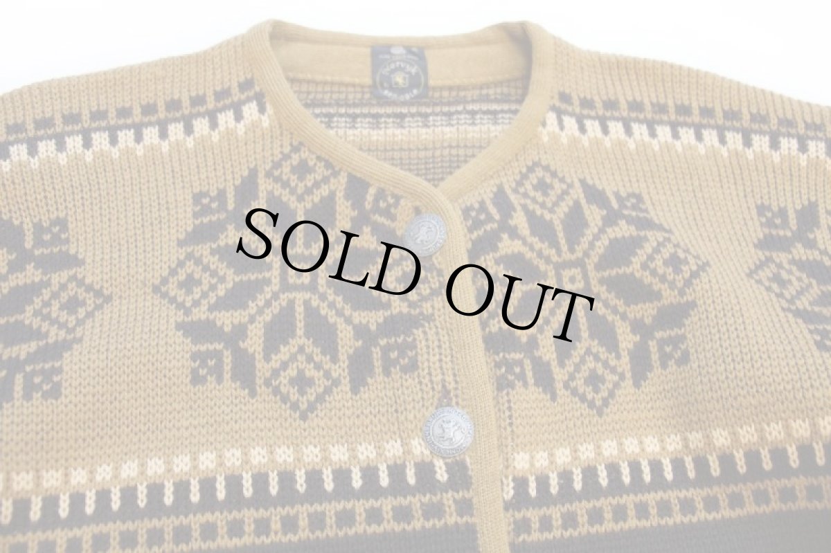 画像3: 70s Norvyk by Ren-Dale 雪柄 ノルディック柄 ノーカラー ウールニット カーディガン M (3)