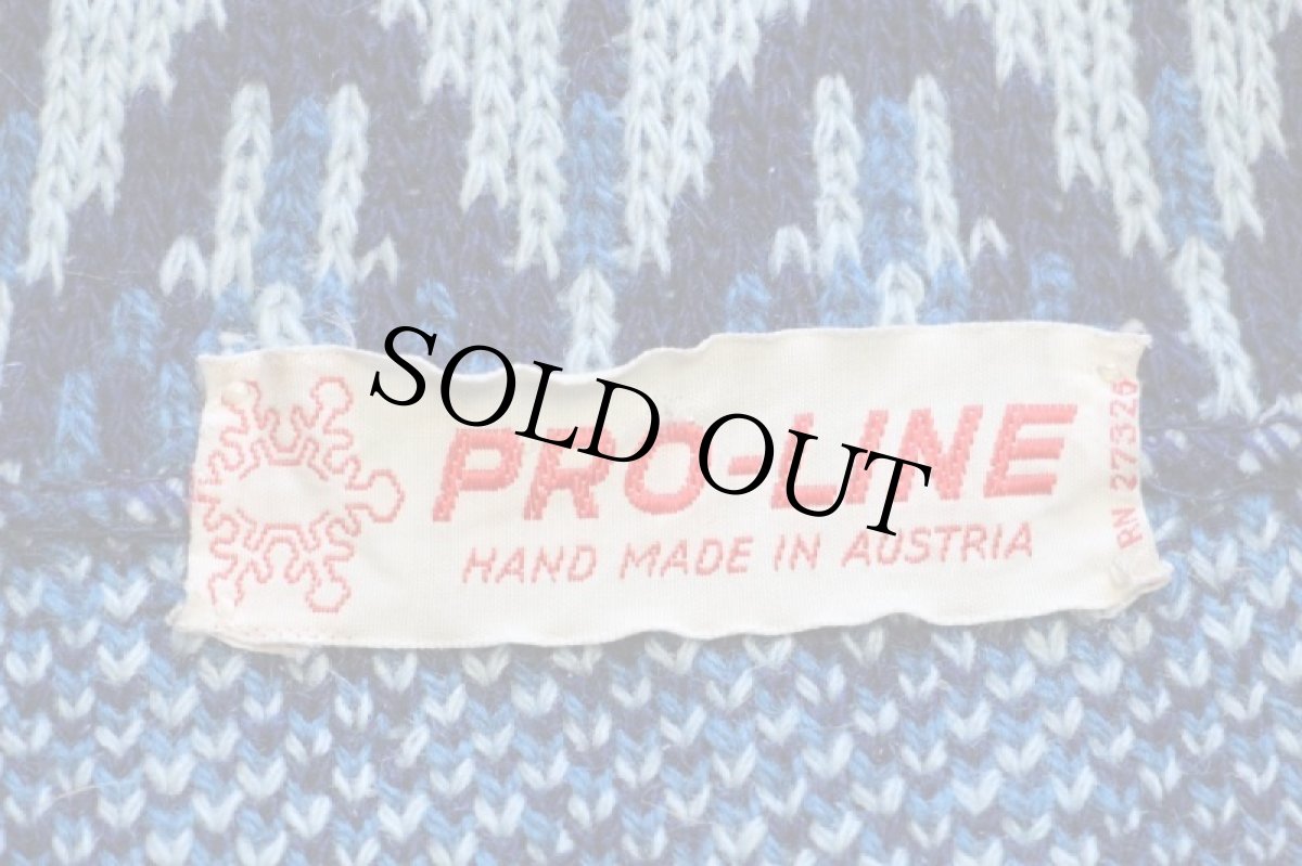 画像4: 60s オーストリア製 PRO-LINE ノルディック柄 ジャガード ボートネック ウール ハンドニット セーター ボロ (4)