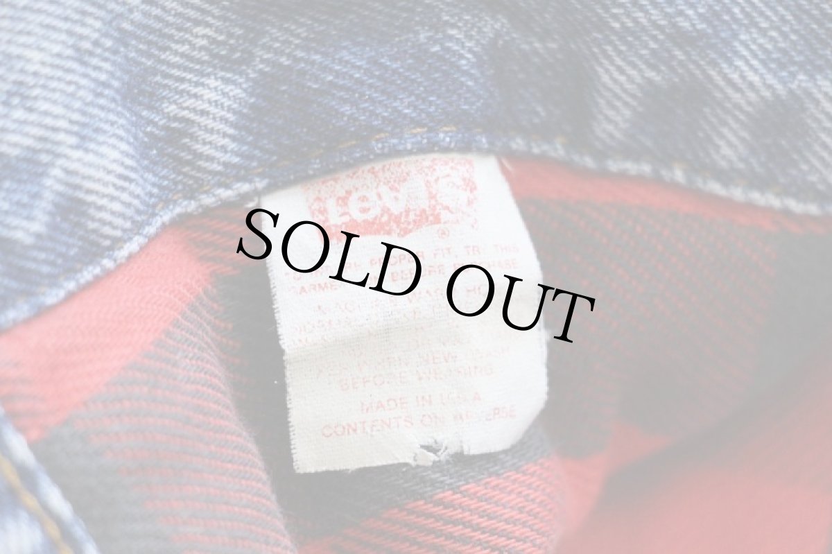 画像4: 80s USA製 Levi'sリーバイス 70417 バッファローチェック ネルライナー ケミカルウォッシュ デニムジャケット 4ポケット★アシッド (4)