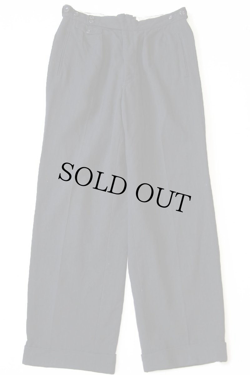 画像2: ビンテージ UNKNOWN ツータック 織り柄 ストライプ スラックス ウールパンツ 黒 w31 (2)