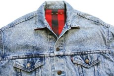画像3: 80s USA製 Levi'sリーバイス 70417 バッファローチェック ネルライナー ケミカルウォッシュ デニムジャケット 4ポケット★アシッド (3)