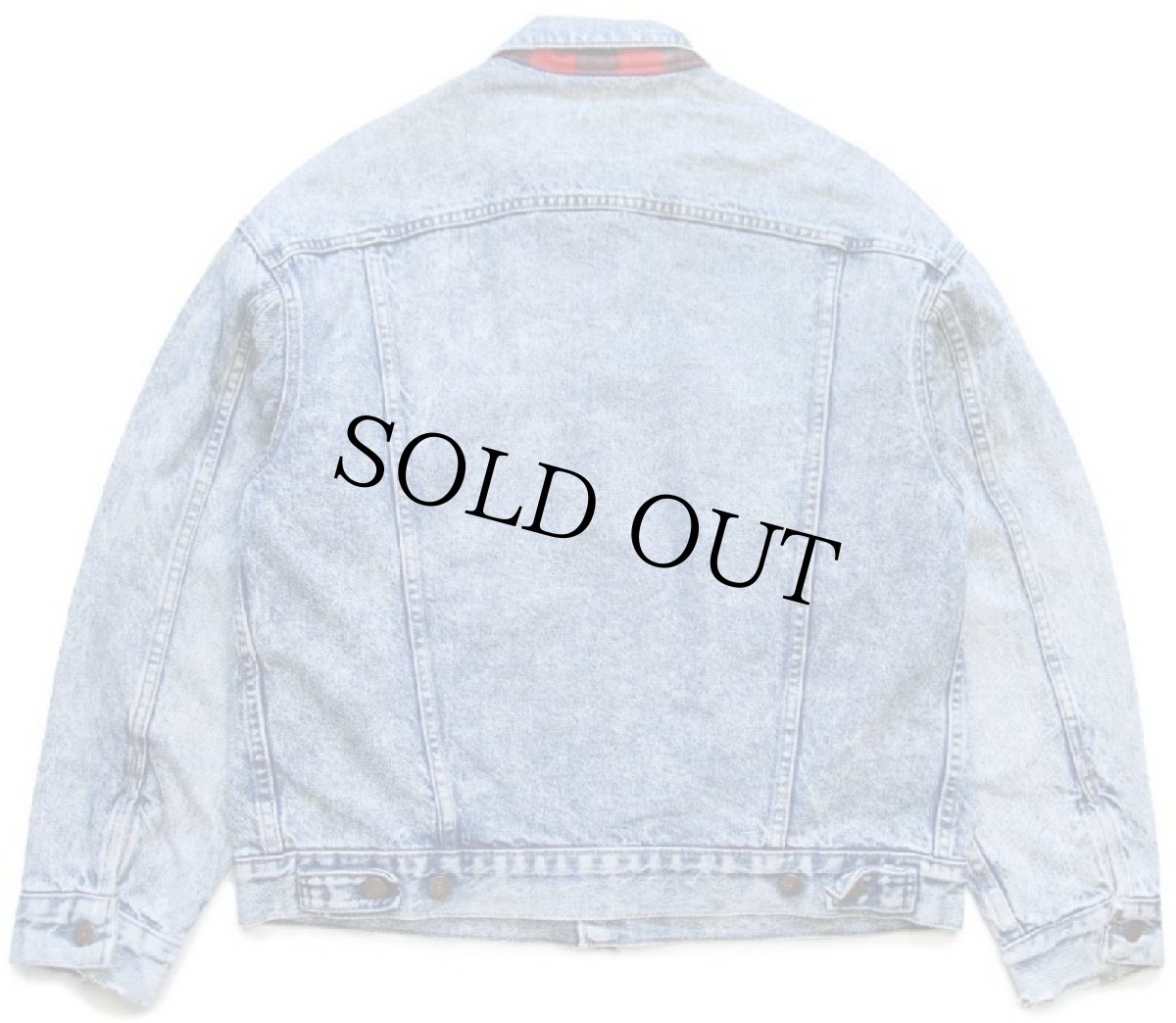 画像2: 80s USA製 Levi'sリーバイス 70417 バッファローチェック ネルライナー ケミカルウォッシュ デニムジャケット 4ポケット★アシッド (2)
