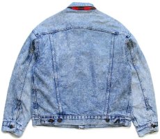 画像2: 80s USA製 Levi'sリーバイス 70417 バッファローチェック ネルライナー ケミカルウォッシュ デニムジャケット 4ポケット★アシッド (2)