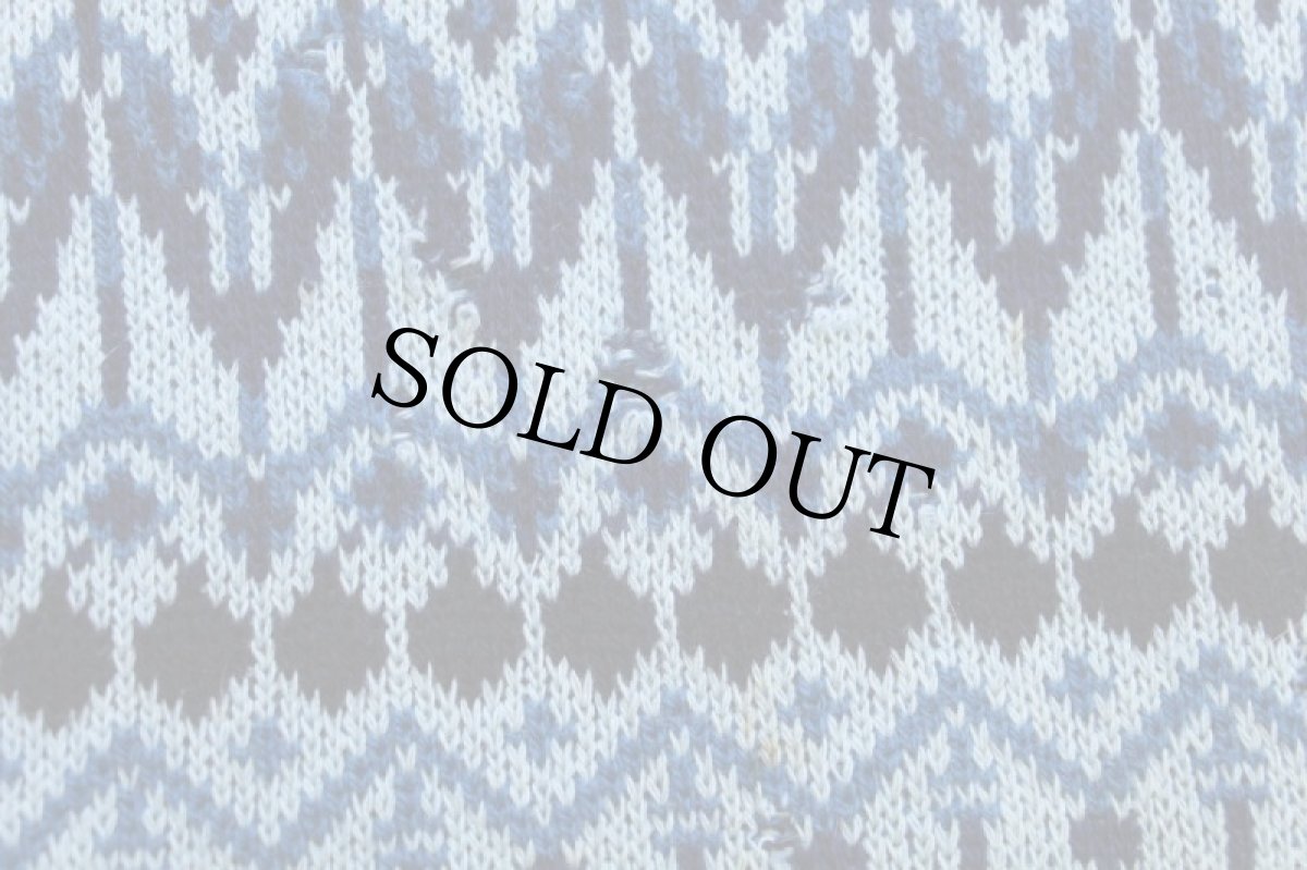 画像6: 60s オーストリア製 PRO-LINE ノルディック柄 ジャガード ボートネック ウール ハンドニット セーター ボロ (6)