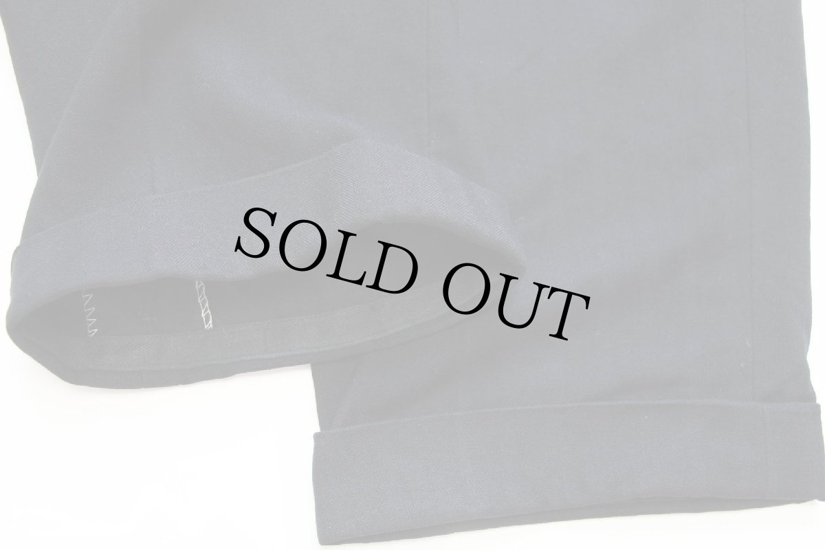 画像10: ビンテージ UNKNOWN ツータック 織り柄 ストライプ スラックス ウールパンツ 黒 w31 (10)