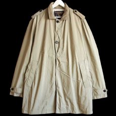 画像1: 00s WOOLRICH JOHN RICH&BROS ウールリッチ チンスト付き ハーフムーン ポケット ステンカラーコート タン XL (1)