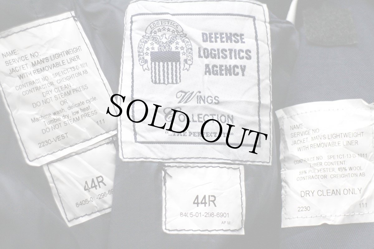 画像4: デッドストック★13 米軍 USAF 中綿入りライナー ライトウェイトジャケット 紺 44R (4)