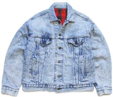 画像1: 80s USA製 Levi'sリーバイス 70417 バッファローチェック ネルライナー ケミカルウォッシュ デニムジャケット 4ポケット★アシッド (1)
