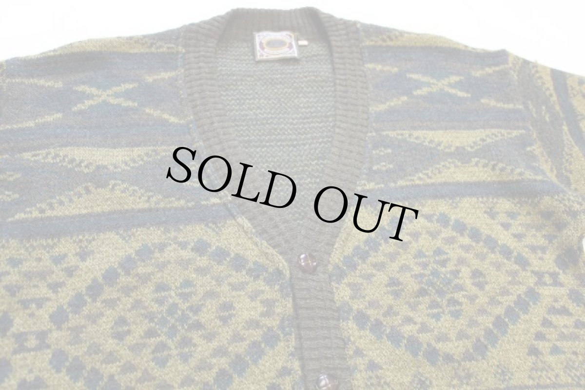 画像3: 90s イタリア製 RRR ネイティブ柄 ジャガード アクリル×ウール×アルパカニット カーディガン 50 (3)