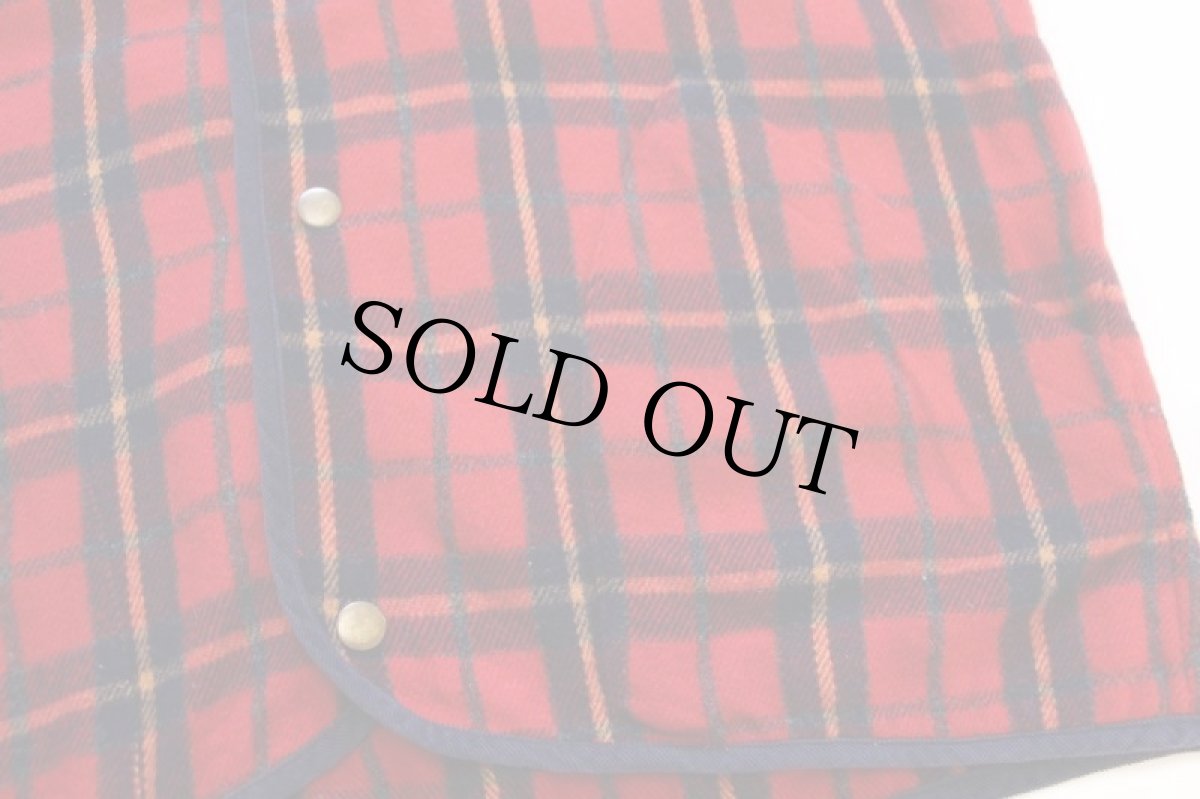 画像14: 90s GAPギャップ スタンドカラー タータンチェック ライナーベスト付き コットン キャンバス フィールドコート 緑 (14)