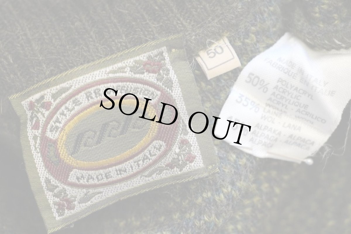 画像4: 90s イタリア製 RRR ネイティブ柄 ジャガード アクリル×ウール×アルパカニット カーディガン 50 (4)