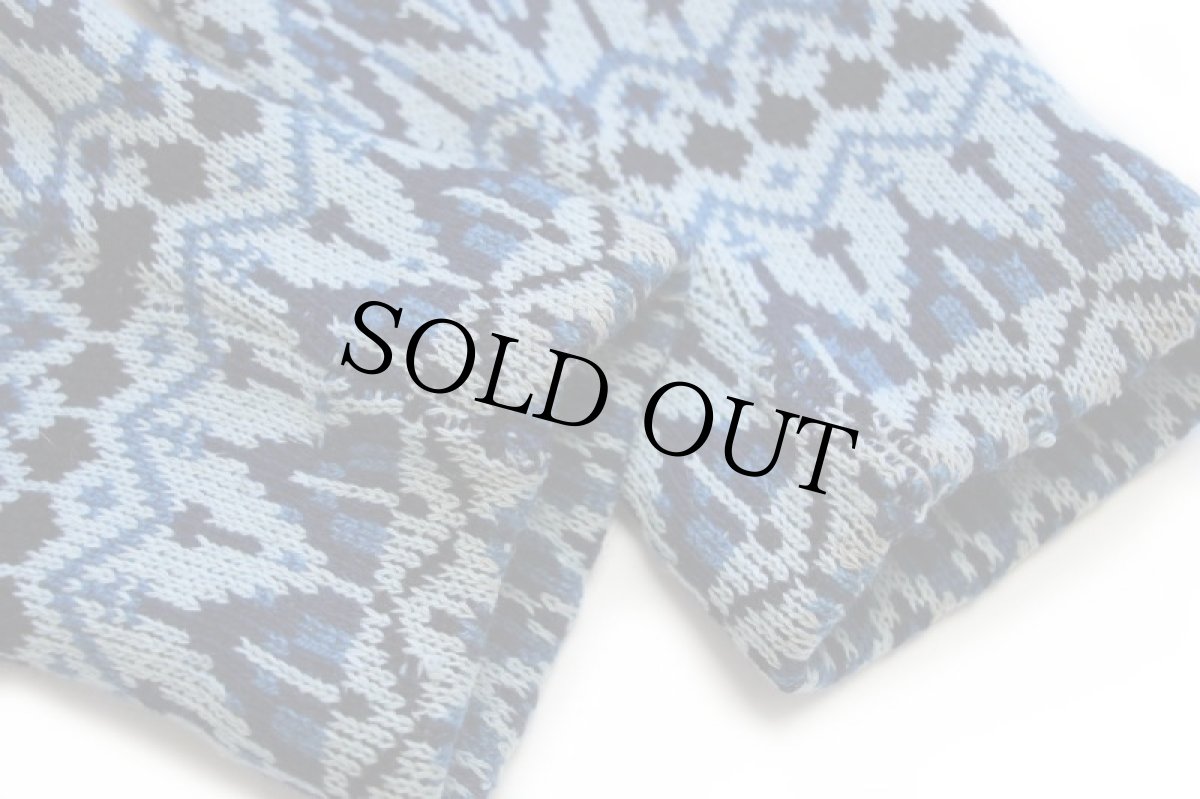 画像5: 60s オーストリア製 PRO-LINE ノルディック柄 ジャガード ボートネック ウール ハンドニット セーター ボロ (5)