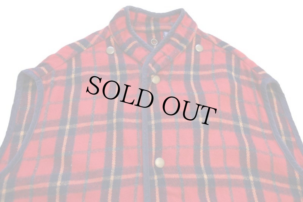 画像11: 90s GAPギャップ スタンドカラー タータンチェック ライナーベスト付き コットン キャンバス フィールドコート 緑 (11)