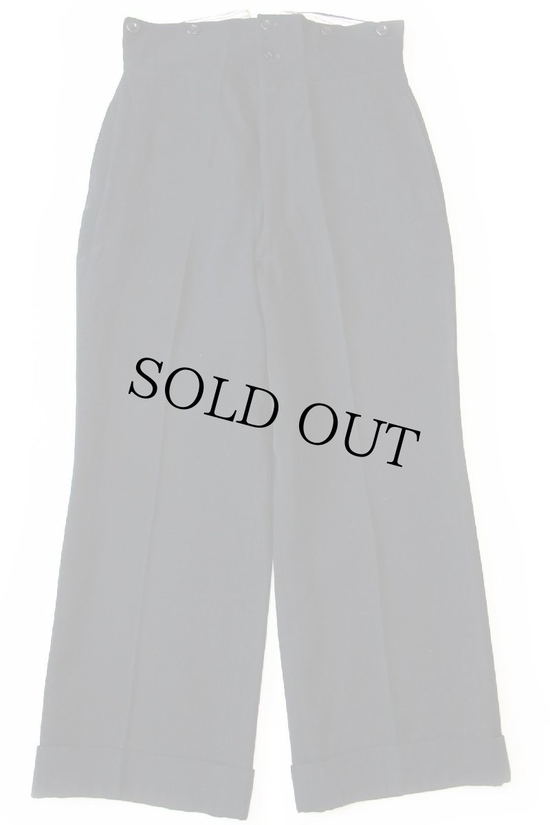 画像2: 40s UNKNOWN シンチバック ドレス ウールパンツ 黒 w30 (2)