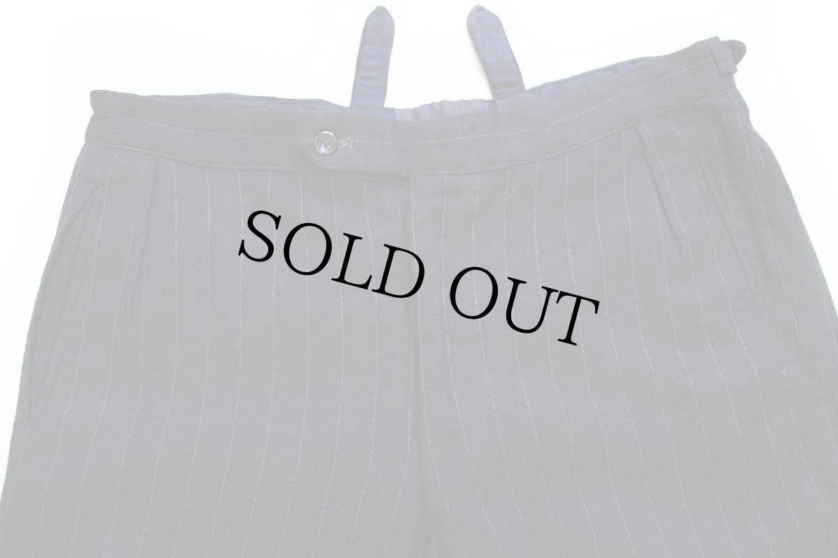 画像4: ビンテージ UNKNOWN ワンタック ストライプ スラックス ツイード ウールパンツ w36 (4)