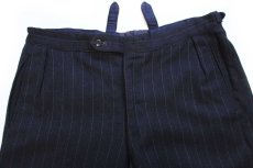 画像4: ビンテージ UNKNOWN ワンタック ストライプ スラックス ツイード ウールパンツ w36 (4)