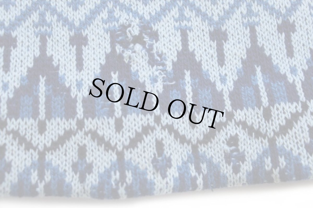 画像7: 60s オーストリア製 PRO-LINE ノルディック柄 ジャガード ボートネック ウール ハンドニット セーター ボロ (7)