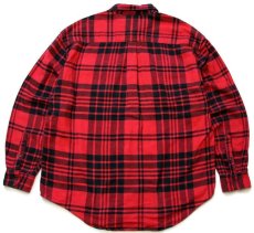 画像2: 90s ポルトガル製 GAPギャップ チェック コットン フランネルシャツ 赤×黒 XL (2)