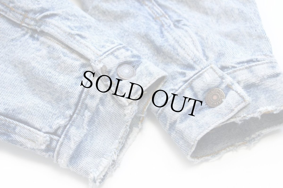 画像7: 80s USA製 Levi'sリーバイス 70417 バッファローチェック ネルライナー ケミカルウォッシュ デニムジャケット 4ポケット★アシッド (7)