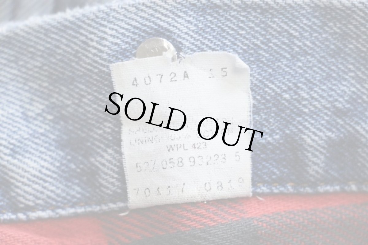 画像5: 80s USA製 Levi'sリーバイス 70417 バッファローチェック ネルライナー ケミカルウォッシュ デニムジャケット 4ポケット★アシッド (5)