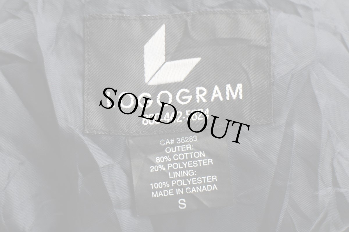 画像4: カナダ製 LOGOGRAM Adelphia 刺繍 ツートン 切り替え スウェット スタジャン 杢ライトグレー×紺 S (4)