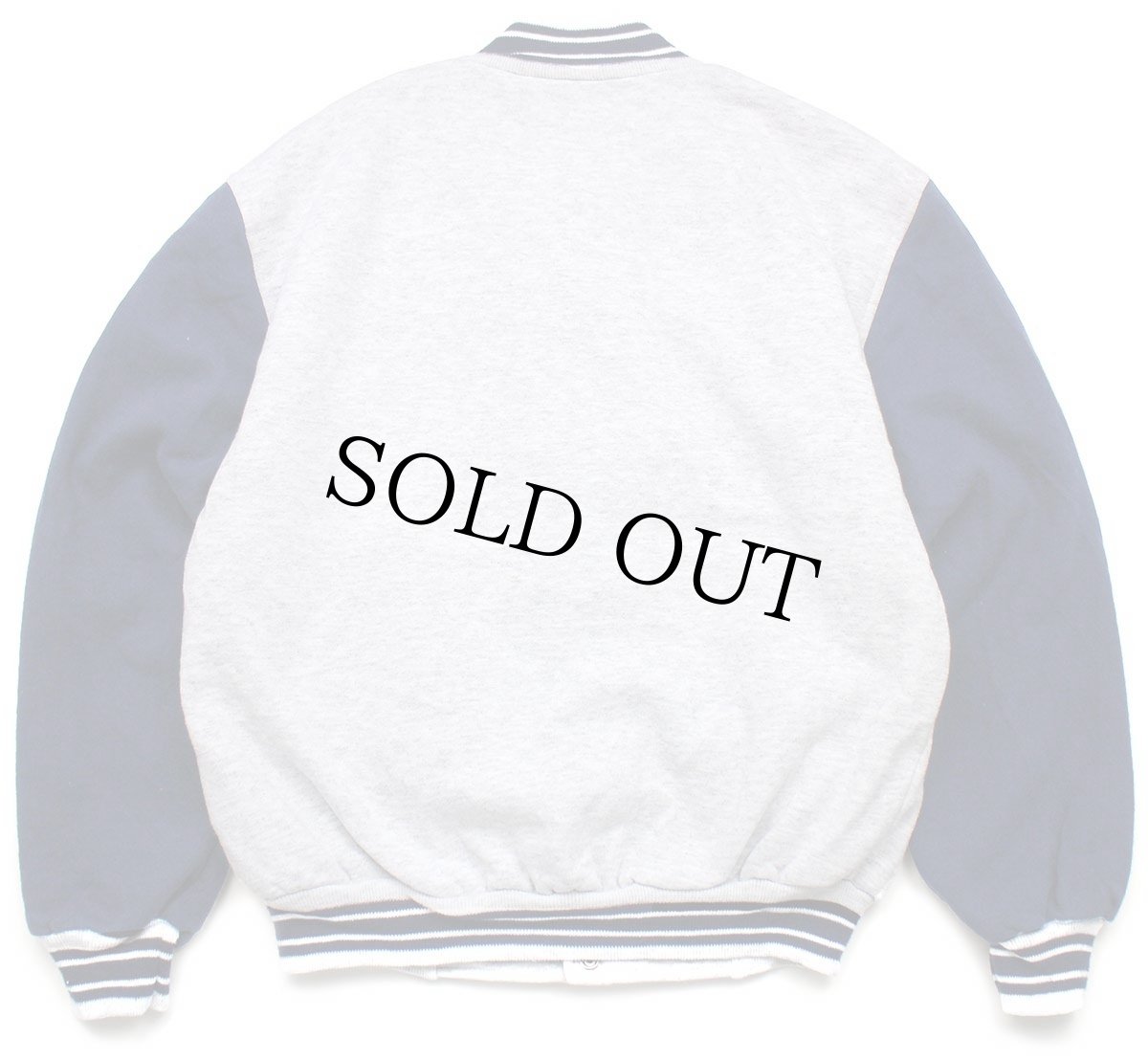 画像2: カナダ製 LOGOGRAM Adelphia 刺繍 ツートン 切り替え スウェット スタジャン 杢ライトグレー×紺 S (2)