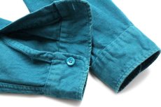 画像7: 80s USA製 L.L.Bean CHAMOIS CLOTH SHIRT 無地 コットン シャモアクロスシャツ 青緑 17.5 (7)