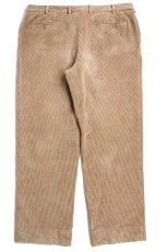画像3: イタリア製 DUCA VISCONTI DI MODRONE ワンタック ストレッチ コットン 太畝 コーデュロイパンツ 茶 60★スラックス (3)