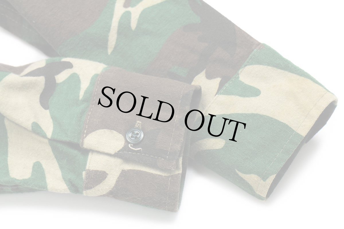 画像8: 80s USA製 DEERSKIN ウッドランドカモ コットン シャモアクロスシャツ M (8)