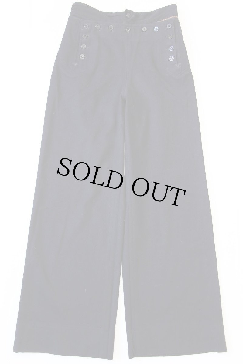 画像2: 40s 米軍 U.S.NAVY NAVAL メルトン ウール セーラーパンツ カスタム 濃紺 w28 (2)