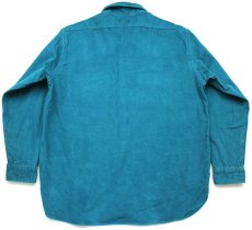 画像2: 80s USA製 L.L.Bean CHAMOIS CLOTH SHIRT 無地 コットン シャモアクロスシャツ 青緑 17.5 (2)