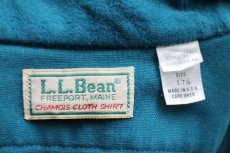 画像4: 80s USA製 L.L.Bean CHAMOIS CLOTH SHIRT 無地 コットン シャモアクロスシャツ 青緑 17.5 (4)
