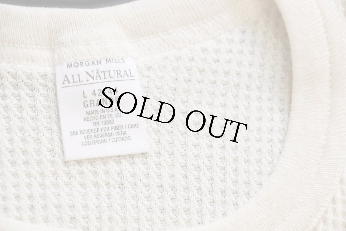 画像4: デッドストック★90s USA製 MORGAN MILLS コットン サーマルシャツ ナチュラル L (4)