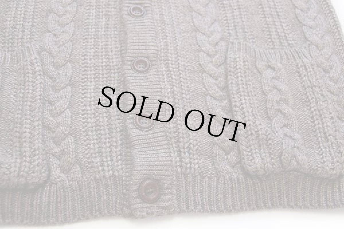 画像5: 80s イタリア製 Moda Mio e Tue ケーブル編み ウール×アクリルニット カーディガン グレーブラウン L (5)