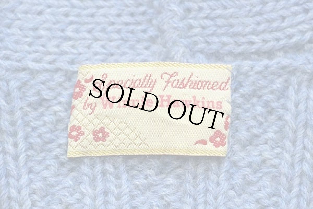 画像4: UNKNOWN ケーブル編み ウール ハンドニット カーディガン ライトブルー★フィッシャーマン (4)