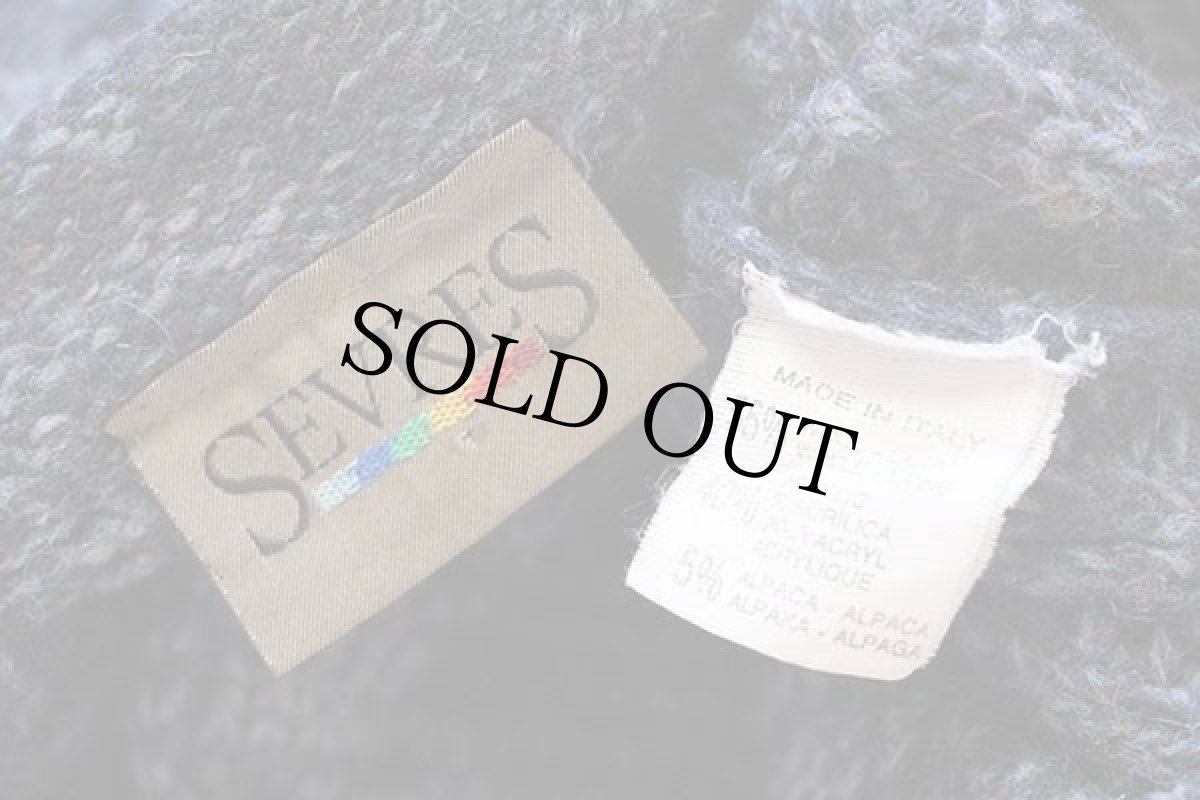 画像4: 80s イタリア製 SEVRES ケーブル編み ウール×アクリル×アルパカニット カーディガン 紺 ミックス 50 (4)