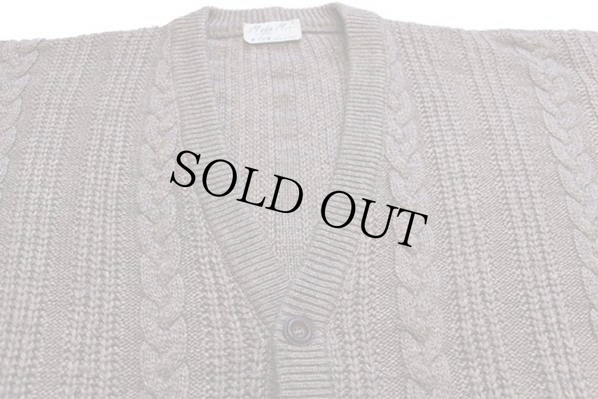 画像3: 80s イタリア製 Moda Mio e Tue ケーブル編み ウール×アクリルニット カーディガン グレーブラウン L (3)