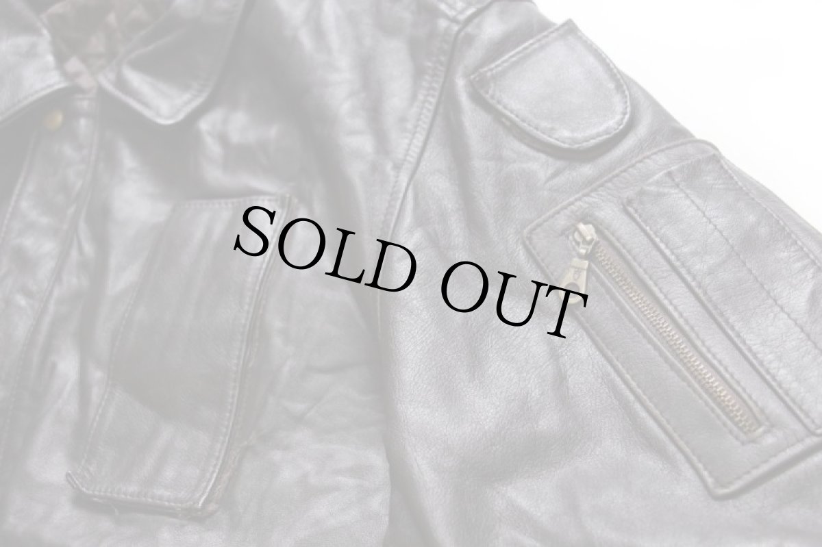 画像7: 90s イタリア製 VERA PELLE キルティングライナー フライト レザージャケット 焦げ茶 L (7)