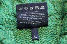 画像5: アイルランド製 aran クローバー柄 ケーブル編み メリノウールニット カーディガン グリーン L★ジャケット (5)