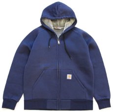 画像1: トルコ製 carharttカーハート W CAR-LUX HOODED THERMO SWEAT サーモライナー スウェット ジップパーカー 紺 (1)